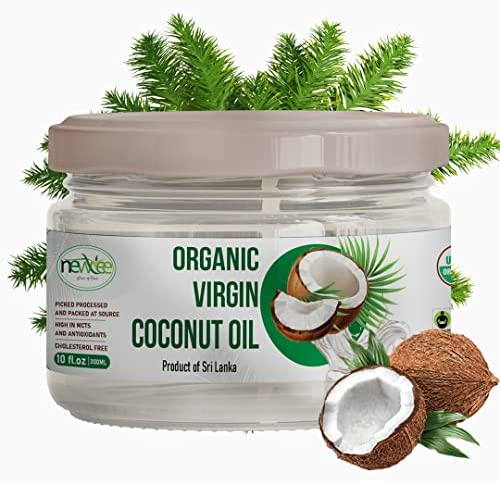 Newtree Organic Ceylon Virgin Coconut Oil - Unrefined, Cold-Pressed Organic Coconut Oil, Certified Non-GMO All-in-One Solution for Cooking, Baking, Skin Care, and Overall Wellness (10 Fl Oz)