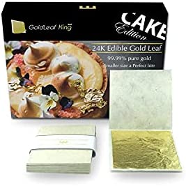 GoldleafKing | Small Edible Gold Leaf Sheets - 30 sheets x 1.2" gold sheets, 24k gold | Cake Edition | Smaller Size - a Perfect bite | edible cake decorations