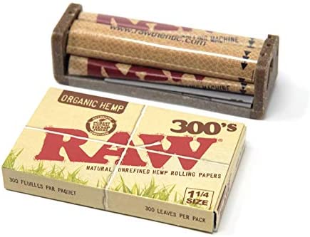 RAW Roller + Paper Bundle - RAW 300's Organic Hemp Rolling Paper & RAW 79mm Hemp Plastic Rolling Maching - 1 1/4 Size