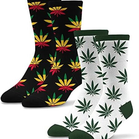 Socktastic Mens Weed - 2 Pack Of Funny Novelty Socks, Casual Crew Fits Shoe Size 8-13, Weed, Large US, Weed, Large