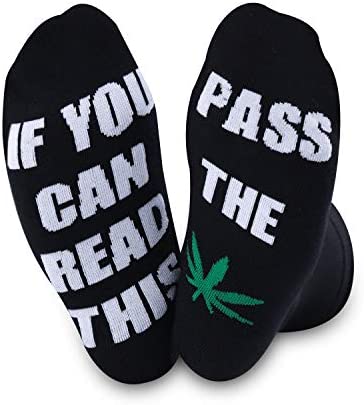 TSOTMO Funny Weed Lover Gift Novelty Socks for Pot Smoker If You Can Read This Pass The Weed Stoner 420 Gift