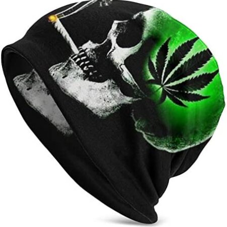 Unisex Beanie Caps 3D Green Marijuana Leaf Weed Smoking Skull Knit Hat Skull Cap Winter Summer Warm Womens Mens Hats